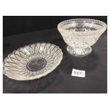 Cut Glass Bowl and Glass Serving Bowl - 2 count