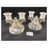 Federal Glass Double Windmill Wigwam Candle Holder