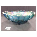 Iridescent Blue Indiana Carnival Glass Oval Bowl