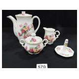 Rose Pattern - China Tea Set, China Ring Holder