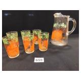 Orange Juice Pitcher and Glasses - 6 count