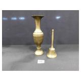 Brass Vase and Bell - 2 count
