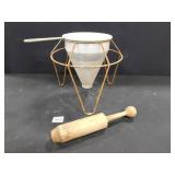 Sieve Colander, Holder and Wood Pestle