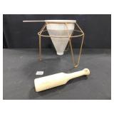 Sieve Colander, Holder and Wood Pestle