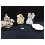 Figurines - Angel x 2, Floral, Shell