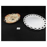 Milk Glass Platter and Ashworth Décor Plate