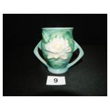 Roseville Pottery "Waterlily" Blue Vase w/handles