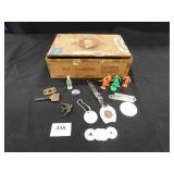 Cigar Box with variety of Small Items - 11 count
