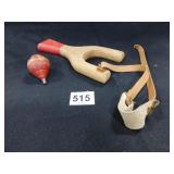 Wood Slingshot and Top