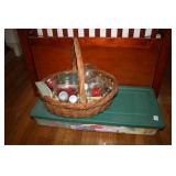 Plastic Tote crafting items;Basket beads in jars