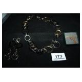 Round Circlles Necklace with earrings-Pendant neck