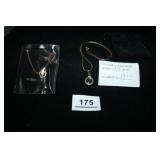 Gold Tone Heart Necklace with Pearl;Gold Flake Nec