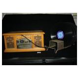 Record Player with Radio Wooden Case; Records