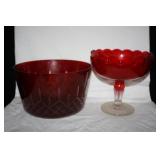 Pedastal Bowl 7.5"x7.5"; Red Bowl 6"x9.5" diam.