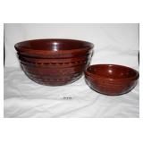Brown Stoneware Bowls 9" and 5.5" diameter