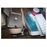 Ice Cube trays, various other plastic containers
