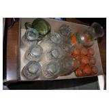 Vintage Orange Pattern Glasses w/Carafe