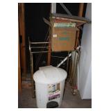 Rolling Gold shelf; Trash Can; Vintage Books