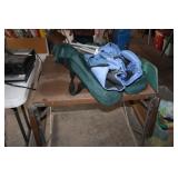 Vintage Folding Metal Table; 2 Folding Chairs