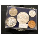1957-P Coin Set; Half Dollar, Quarter, Dime, Nicke