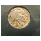 1937-D 3-Leg Buffalo Nickel; AU-50; Light Blue Ton