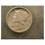 1945-S Liberty Head "Mercury" Dime; USCG AU/BU;