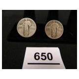 1928 Standing Liberty Quarters; (2); "S"-1; "P"-1;