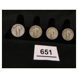 1929 Standing Liberty Quarters; (4); "S"-1; "D"-2;