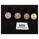 Washington Quarters 1944-S (2); 1944-D (1); 1947-D