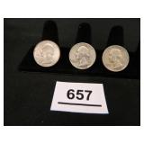 Washington Quarters 1950-D;1952-D; 1953-D; (3) Tot