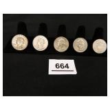 1964-D Washington Quarters; (5);