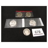 Washington Quarters Uncirculated-(4); Mint Cello;
