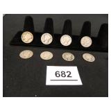 1916 & 1917 Mercury Dimes; (1)-1916; (4)-1917-D; (
