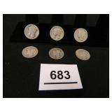 1918 Mercury Dimes; (2)-1918-P; (4)-1918-D;