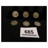 Mercury Dimes-(6); 1931-D (2); 1935-P; 1936 (2)-D