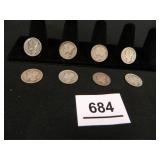 Mercury Dimes-(8); 1919-4 (1-S, 1-D, 2-P); (1920-P