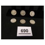 1944-P Mercury Dimes-(6);