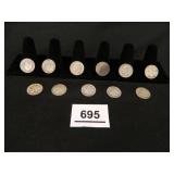 Roosevelt Dimes-(11); 1954-D-1, P-2; 1956-D-3; 195