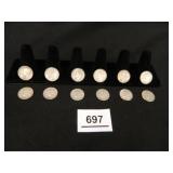 Roosevelt Dimes-(12); 1960-D-2, P-2; 1961-P-2; 196