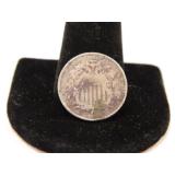1867 Rays Shield Nickel;