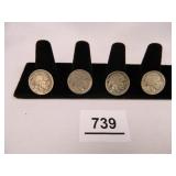 Buffalo Nickels-(4); 1920-D & S; 1921-(2);