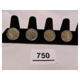 Buffalo Nickels-1937-D-(3); 1937-(1);