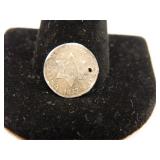 1853 Three Cent Silver Coin; Hole in Coin-see pics