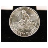 1985 .999 Fine Silver American Prospector Coin;