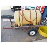 60 gallon  sprayer on wheels, needs work