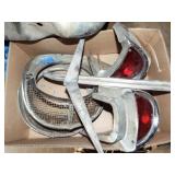 1957 HEADLIGHT BEZEL PAIR AND TAILIGHTS