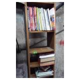 WOOD SHELF WITH CONTENTS