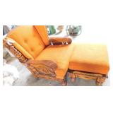 Wood Frame Occasional Chair & ottoman