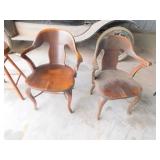 2- old wood bank chairs