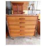 Wood dresser, chest, mirror